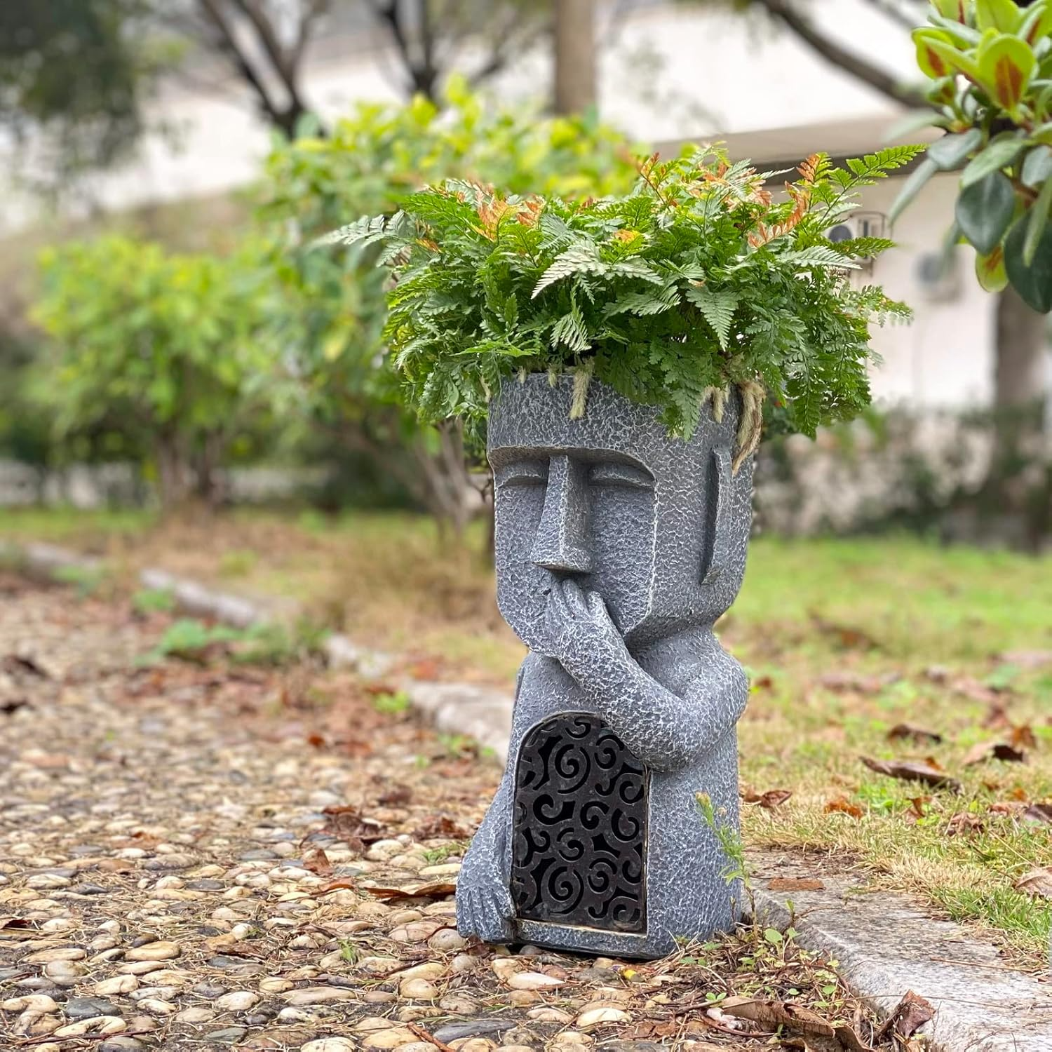 StoneGlow | Solar Garden Statue – Artistic Lighting with Cultural Charm