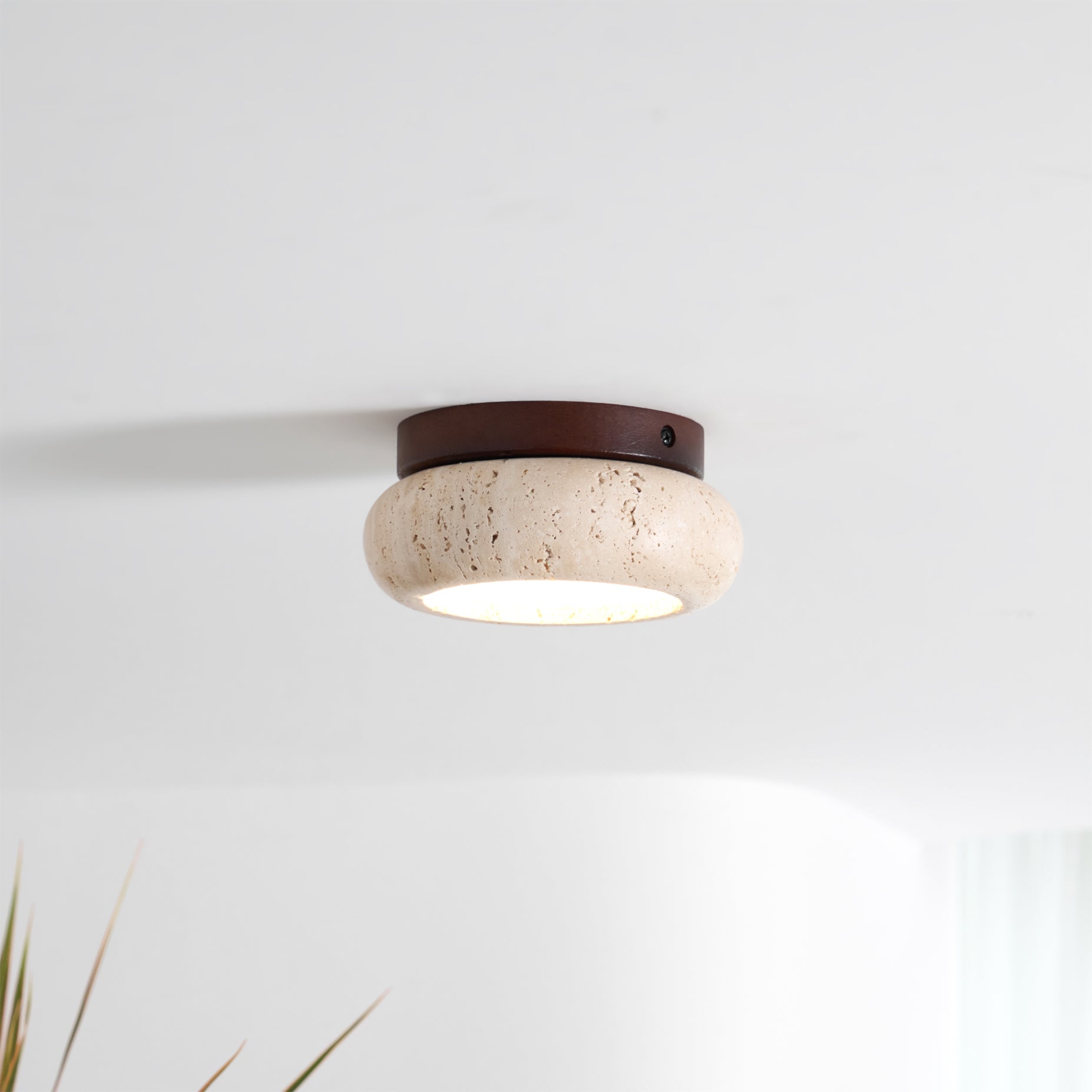 Cairns Modern Flush Mount Ceiling Light Fixture with Integrated LED and Travertine Design 8