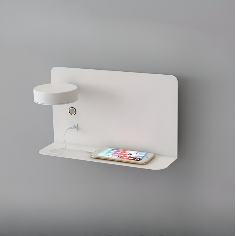 LumiSpace | Wall Lamp – Built-In Shelf & USB Charging