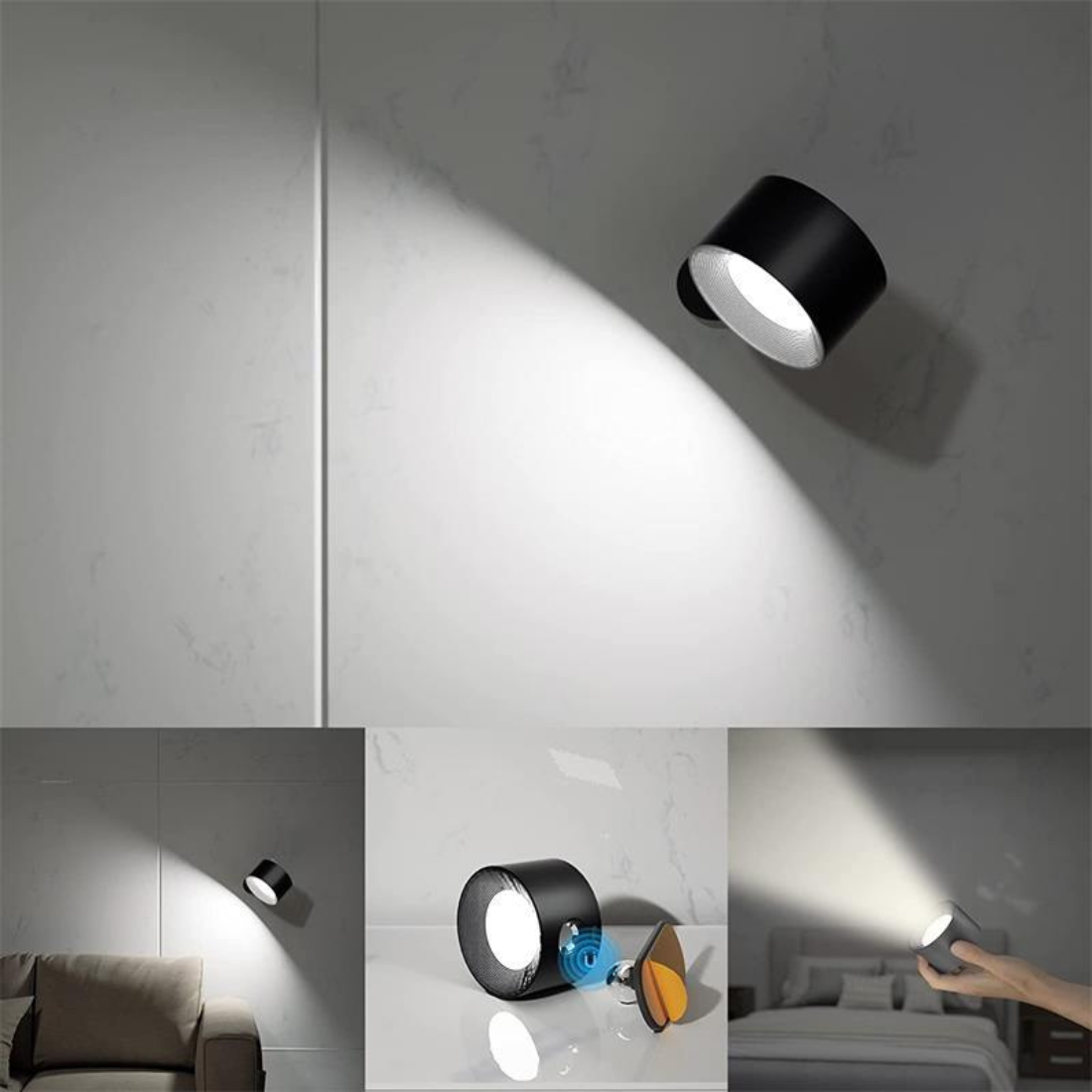 GlowFlex | Wireless Wall Light – Touch Control & 360° Rotation