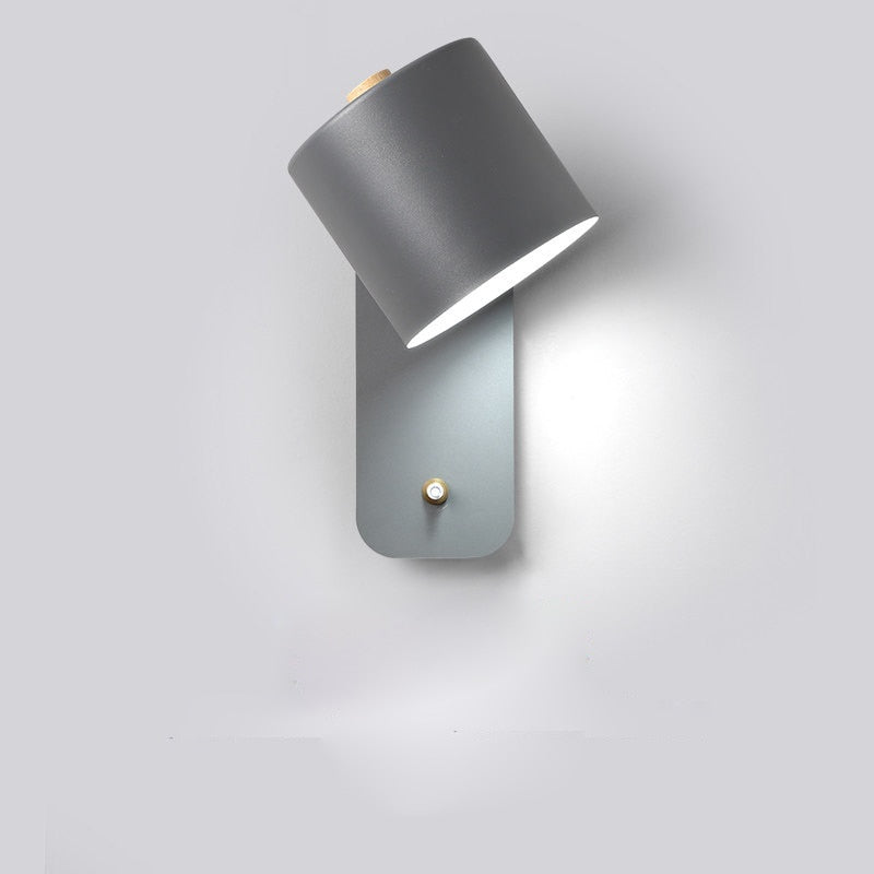 Lumivex - Cylindrical LED Indoor Wall Light With Switch Grey Decoluxe.co.uk