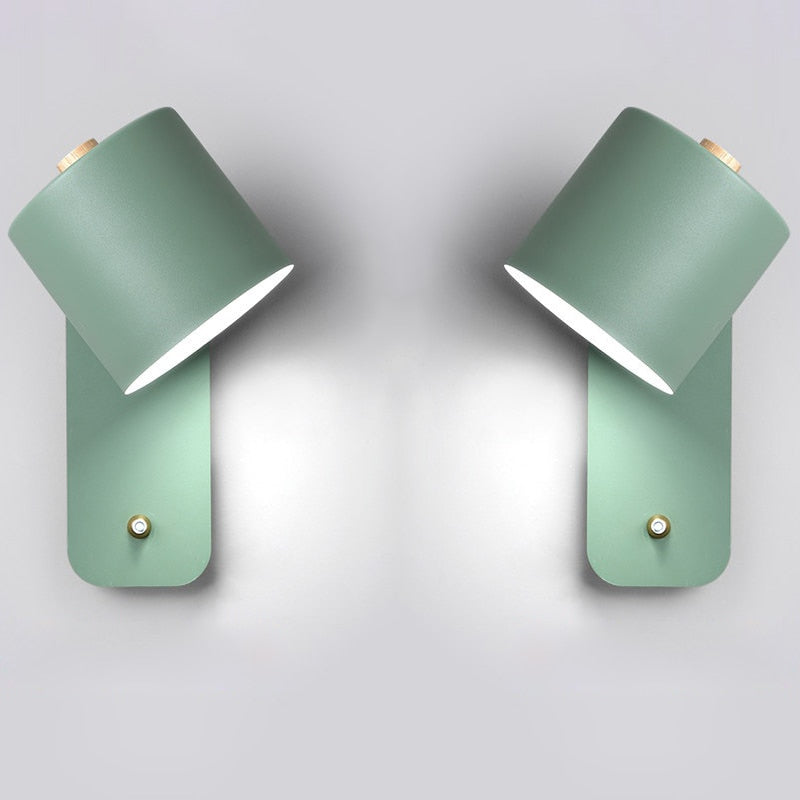 Lumivex - Cylindrical LED Indoor Wall Light With Switch 2 Green Decoluxe.co.uk