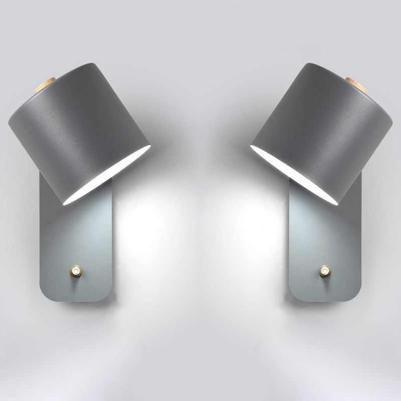 Lumivex - Cylindrical LED Indoor Wall Light With Switch 2 Grey Decoluxe.co.uk