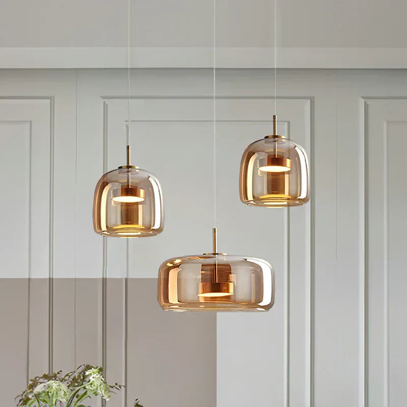 LumaSphere | Pendant Light – Elegant Amber Glow for Modern Interiors