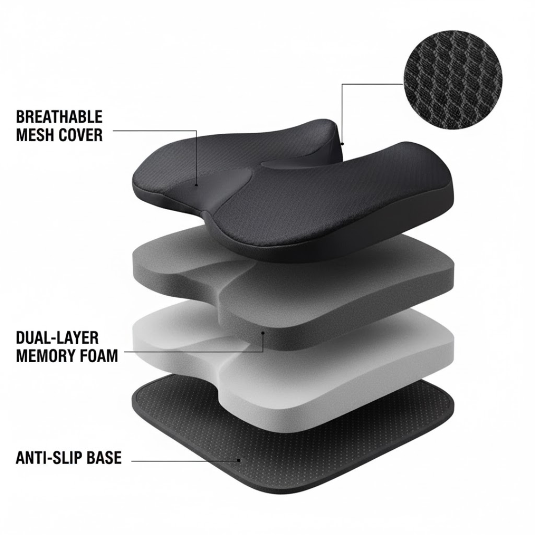 Seatwell - Contoured Ergonomic Seat Cushion Decoluxe.co.uk