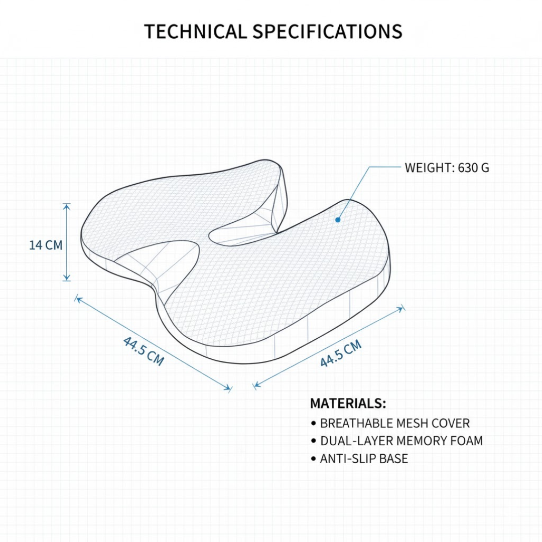 Seatwell - Contoured Ergonomic Seat Cushion Decoluxe.co.uk