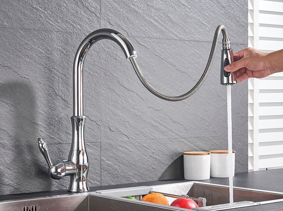 AquaStream | Kitchen Tap – Flexible Pull-Out Spout for Easy Use Kitchen Sink Faucets Decoluxe.co.uk