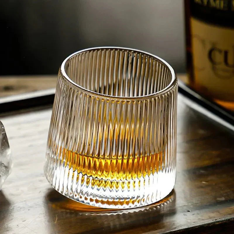 AromaGlide | Whiskey Glass – Textured Swirl Motion Striped effect Wine Glasses Decoluxe.co.uk