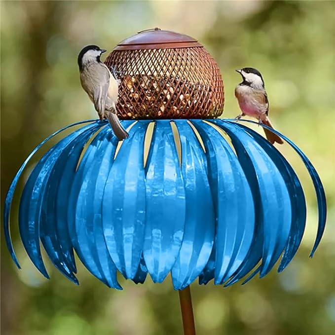 BloomPerch | Sunflower Bird Feeder – Vibrant Aesthetic Garden Decor Blue Decoluxe.co.uk
