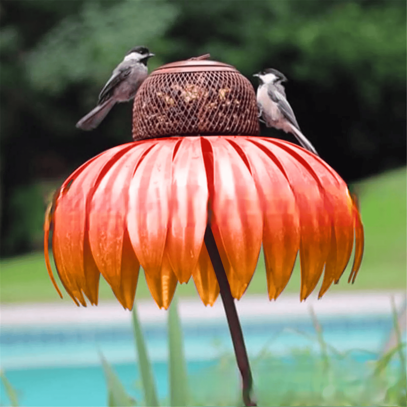 BloomPerch | Sunflower Bird Feeder – Vibrant Aesthetic Garden Decor Orange Decoluxe.co.uk