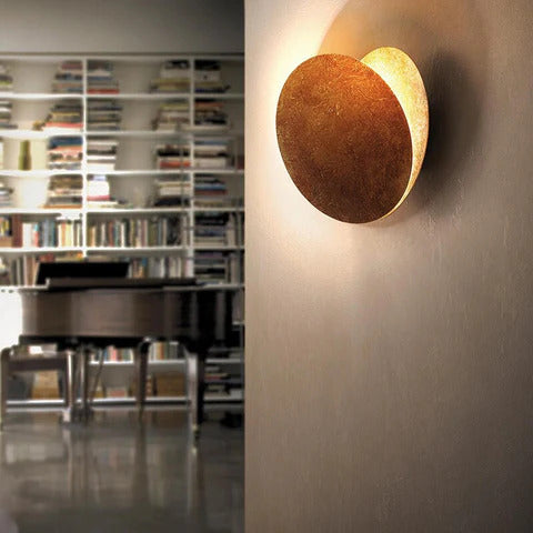 CelestAura | LED Wall Lamp – Golden Discs & Soothing Glow Wall Light Fixtures Decoluxe.co.uk