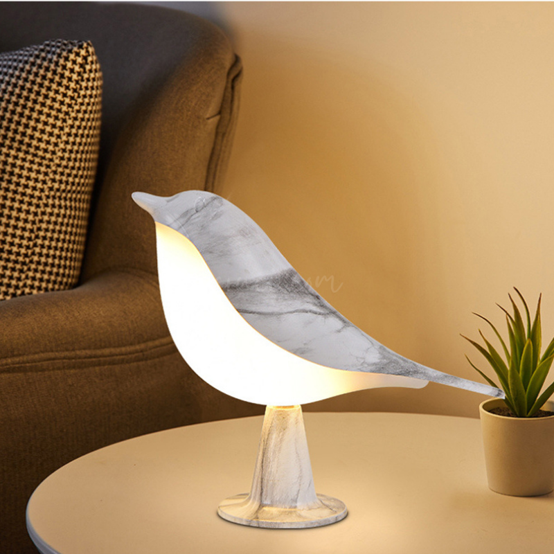 FeatherGlow | LED Night Lamp – Elegant Bird Shape with Touch Light Grey 6 x 2.4 x 8.5 in (15.24 cm x 6.10 cm x 21.6 cm) Decoluxe.co.uk