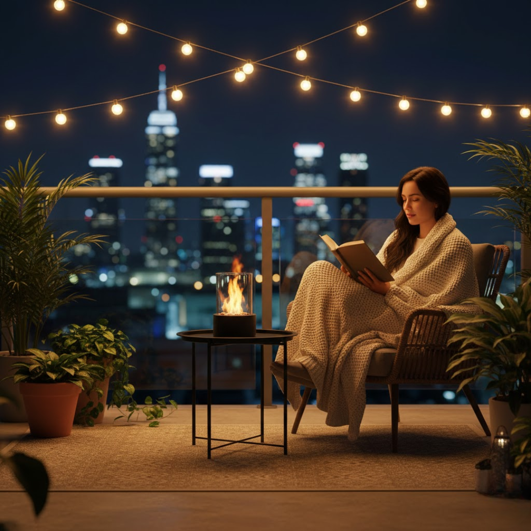 FlameAura | Bioethanol Table Fireplace – Smoke-Free Flame & Modern Design Table Lamps Decoluxe.co.uk