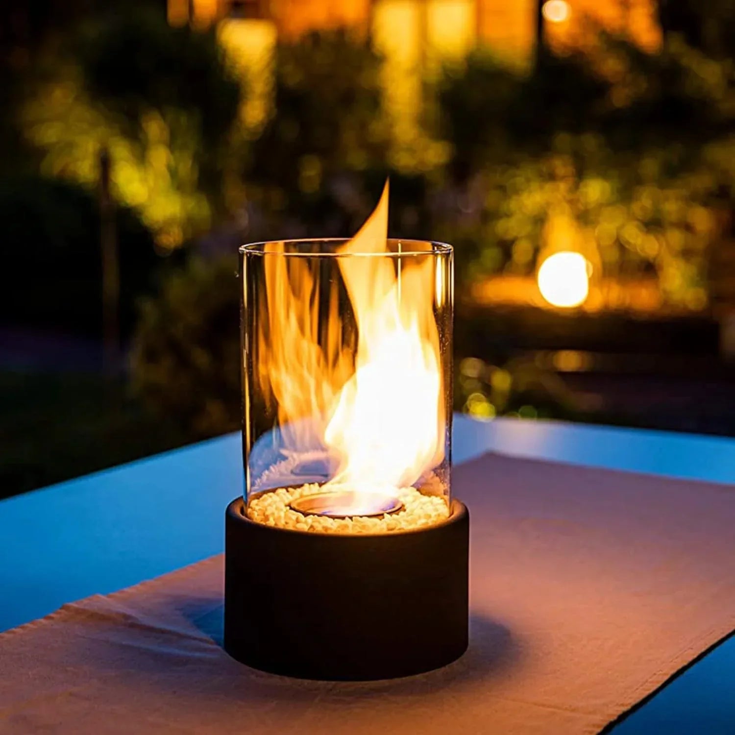 FlameAura | Bioethanol Table Fireplace – Smoke-Free Flame & Modern Design Black Table Lamps Decoluxe.co.uk