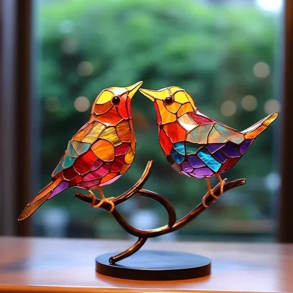 GlassWing | Decorative Glass Birds – Artistic Luxury Home Accent 2 Birds 5.9 in high × 9.8 in wide (15 × 25 cm) Decoluxe.co.uk