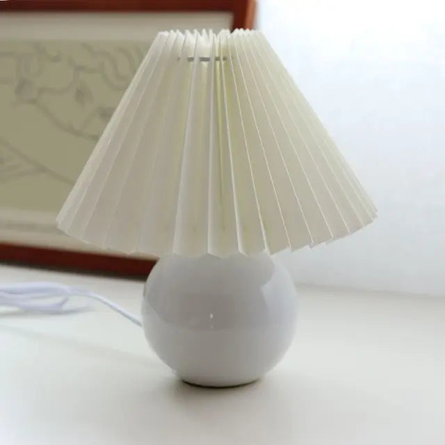 GlowHeritage | Vintage Table Lamp – Pleated Shade & Warm Atmosphere White and White Decoluxe.co.uk