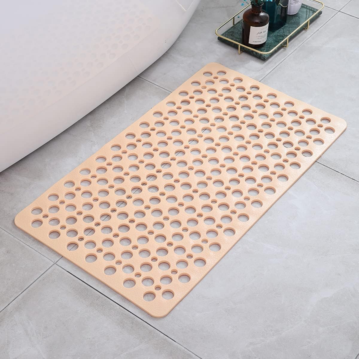 GripGuard | Non-Slip Shower Mat – Quick-Drainage & Bathroom Safety Beige Bath Mats & Rugs Decoluxe.co.uk