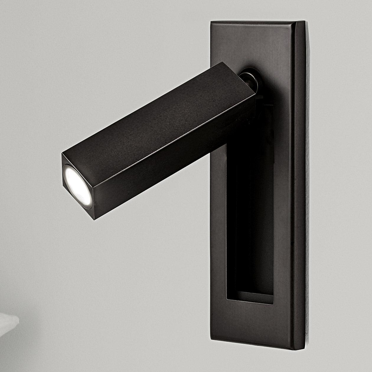 HaloEdge | Wall Sconce – Space-Saving Adjustable Bedside Lamp Matt Black Dia 1.9 inch x 6.1 inch square (5cm x H 15.5cm) Wall Light Fixtures Decoluxe.co.uk