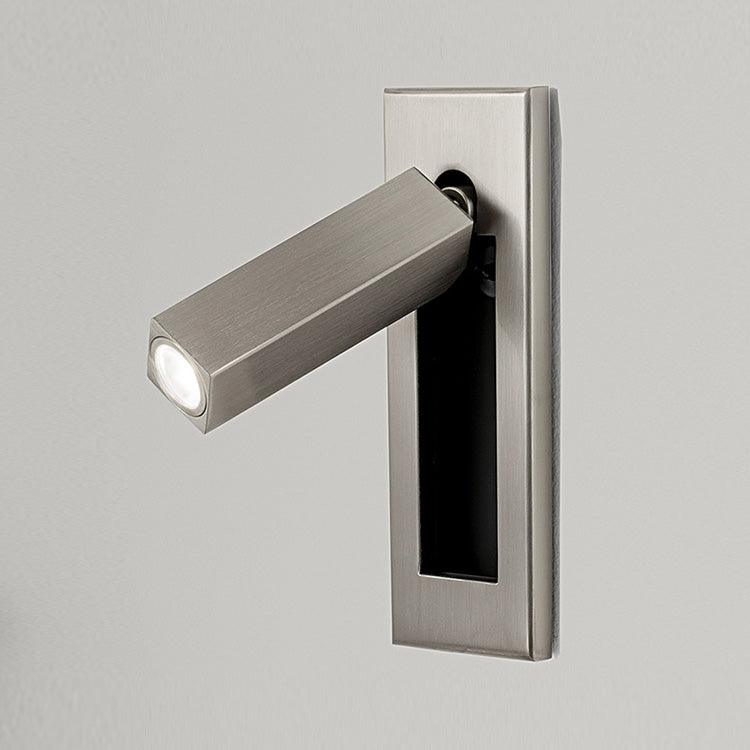 HaloEdge | Wall Sconce – Space-Saving Adjustable Bedside Lamp Silver Dia 1.9 inch x 6.1 inch square (5cm x H 15.5cm) Wall Light Fixtures Decoluxe.co.uk