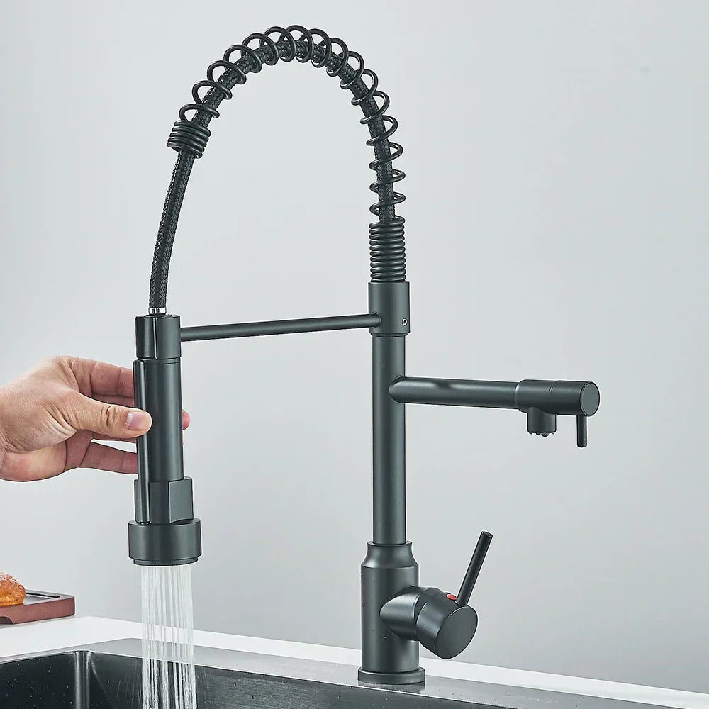 HydroFlex | Kitchen Tap – Stylish Flexible Spout for Modern Kitchens Black Height 23.62 in (60 cm) x Spout Length 7.87 in (20 cm) Kitchen Sink Faucets Decoluxe.co.uk
