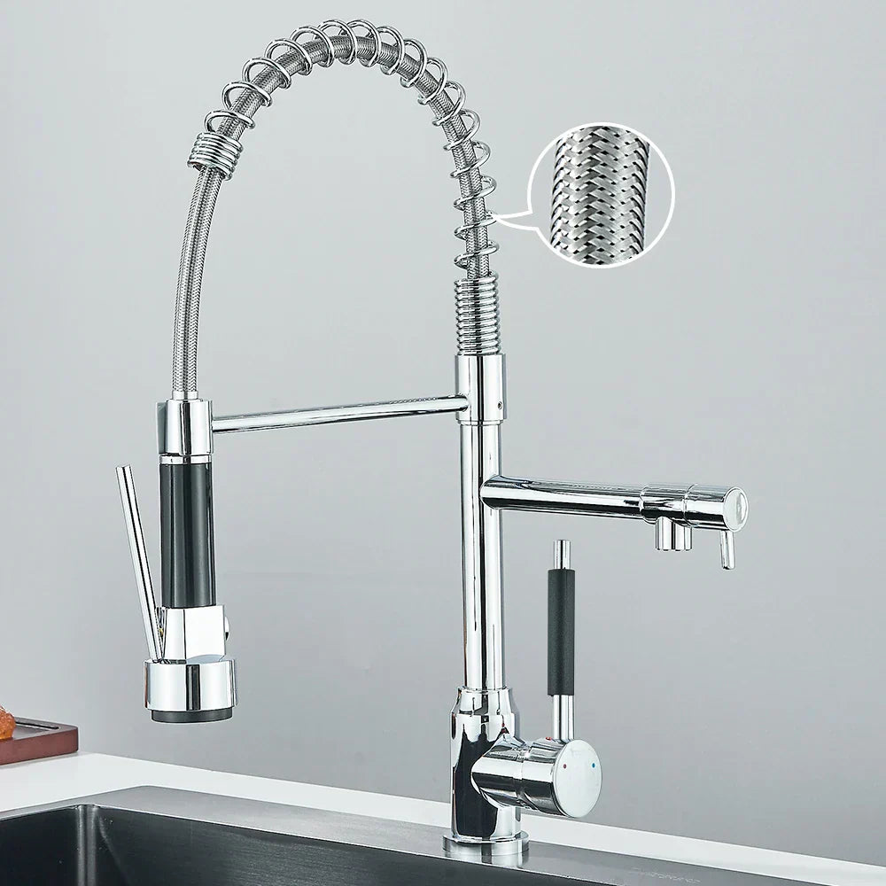 HydroFlex | Kitchen Tap – Stylish Flexible Spout for Modern Kitchens Silver Height 23.62 in (60 cm) x Spout Length 7.87 in (20 cm) Kitchen Sink Faucets Decoluxe.co.uk