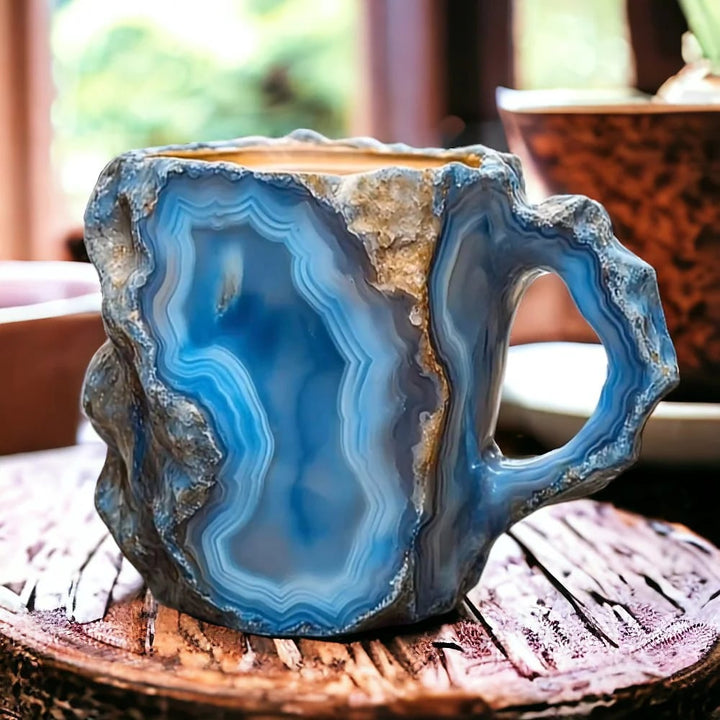 LumiStone | Crystal Mug – Artistic Handcrafted Design for Refined Taste Achat 4.3 in tall × 3.1 in wide (11 × 8 cm) Mugs Decoluxe.co.uk