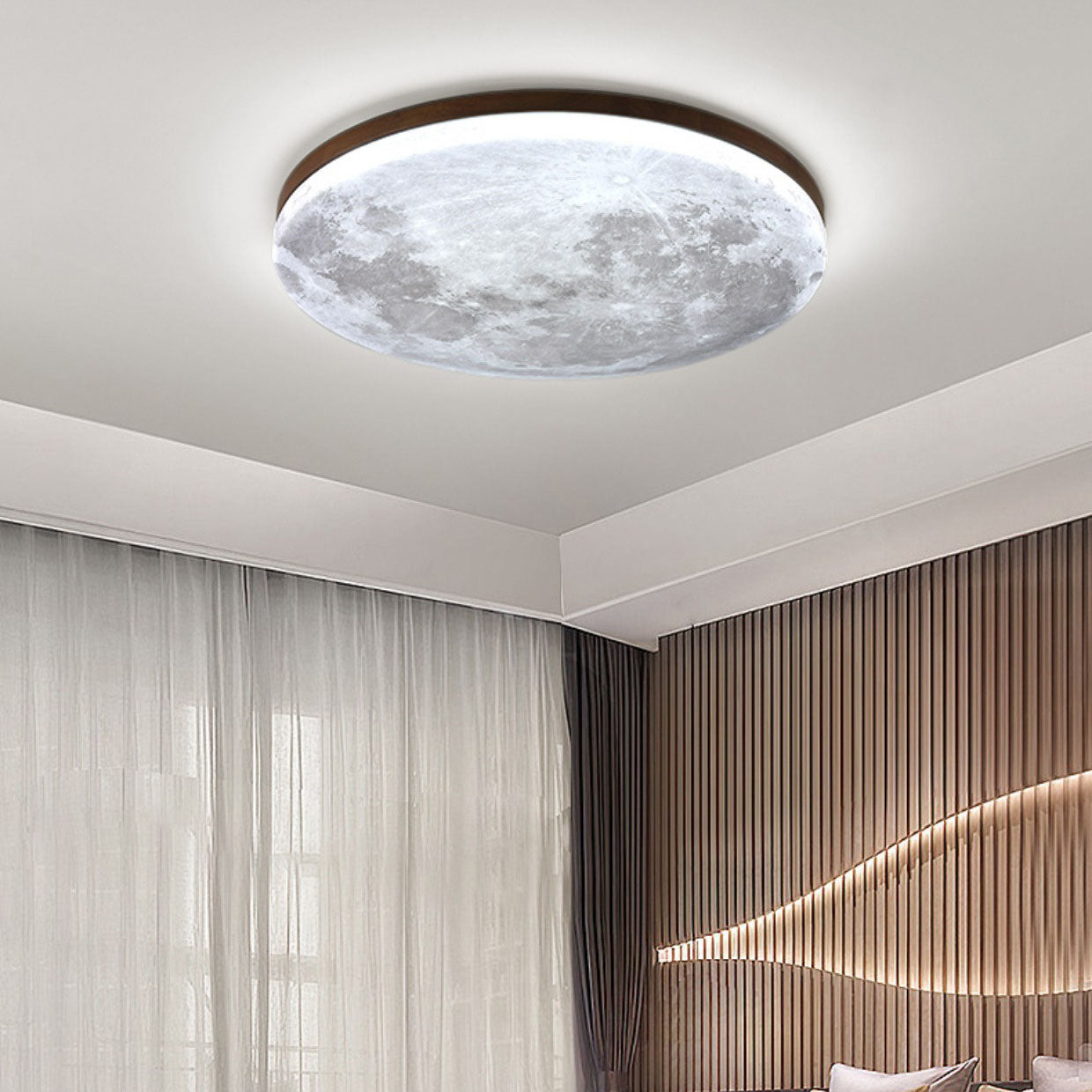 NordicVista | Flush Mount Ceiling Light – Energy-Saving Integrated LED Walnut White Light Ceiling Light Fixtures Decoluxe.co.uk