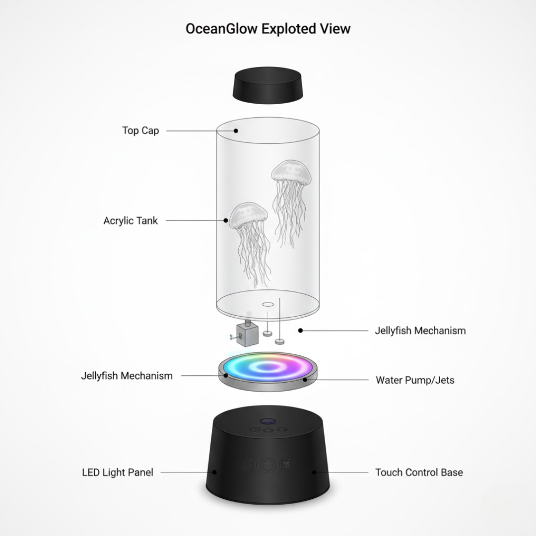 OceanGlow | LED Jellyfish Lamp – Calming Design & Stress Relief Lighting Table Lamps Decoluxe.co.uk