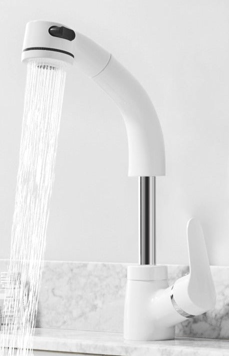 PureFlow | Bathroom Mixer Tap – Flexible Spout & Quick Setup White Bathroom Sink Faucets Decoluxe.co.uk
