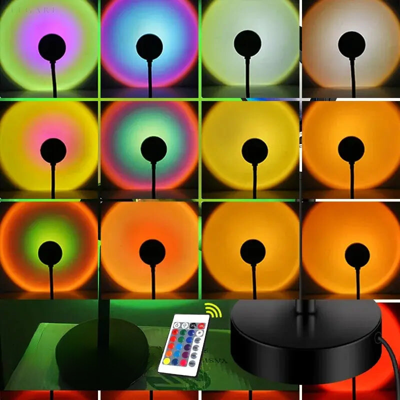 SunAura | Projection Lamp – LED Sunset Effect with Remote Control Multicolour Decoluxe.co.uk