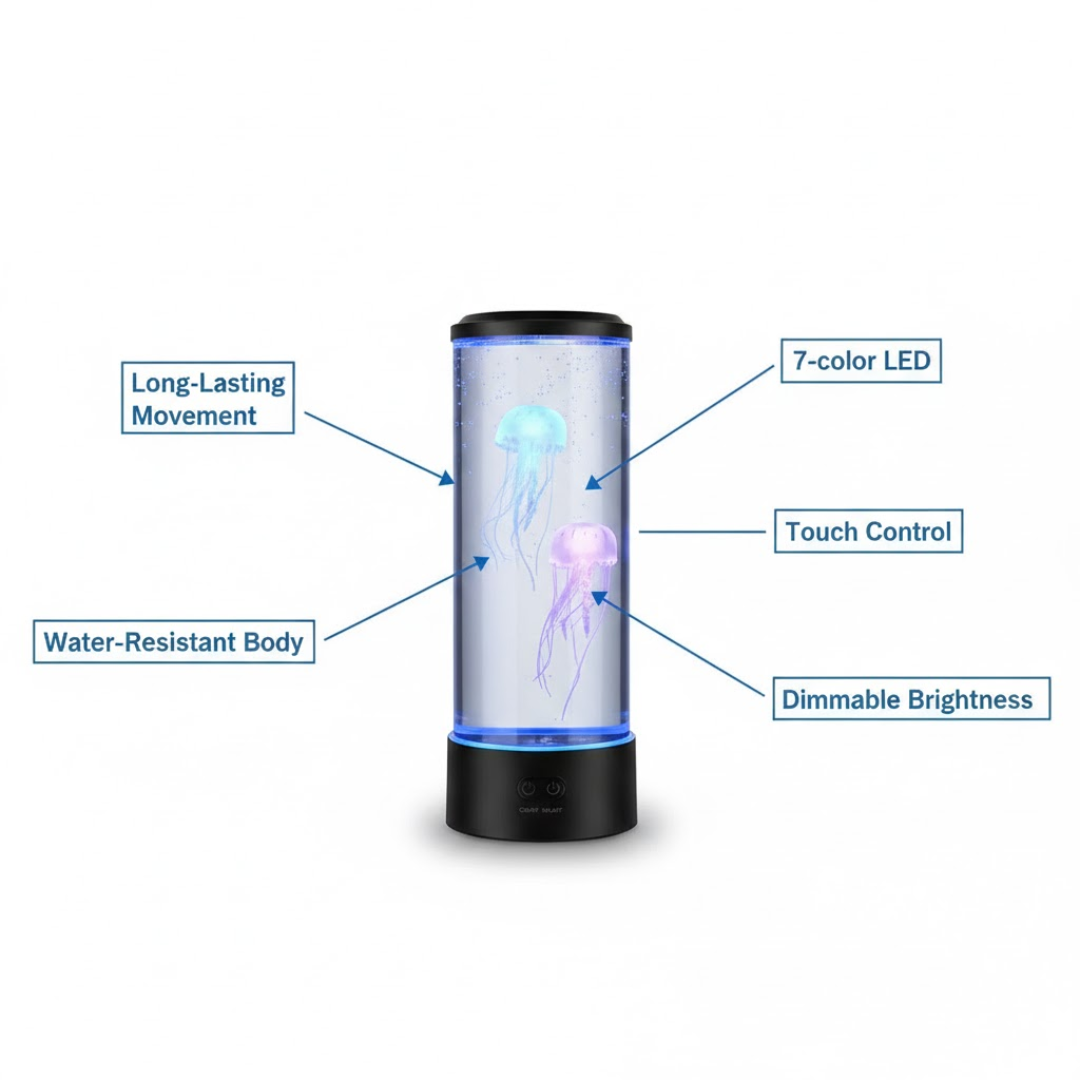 OceanGlow | LED Jellyfish Lamp – Calming Design & Stress Relief Lighting