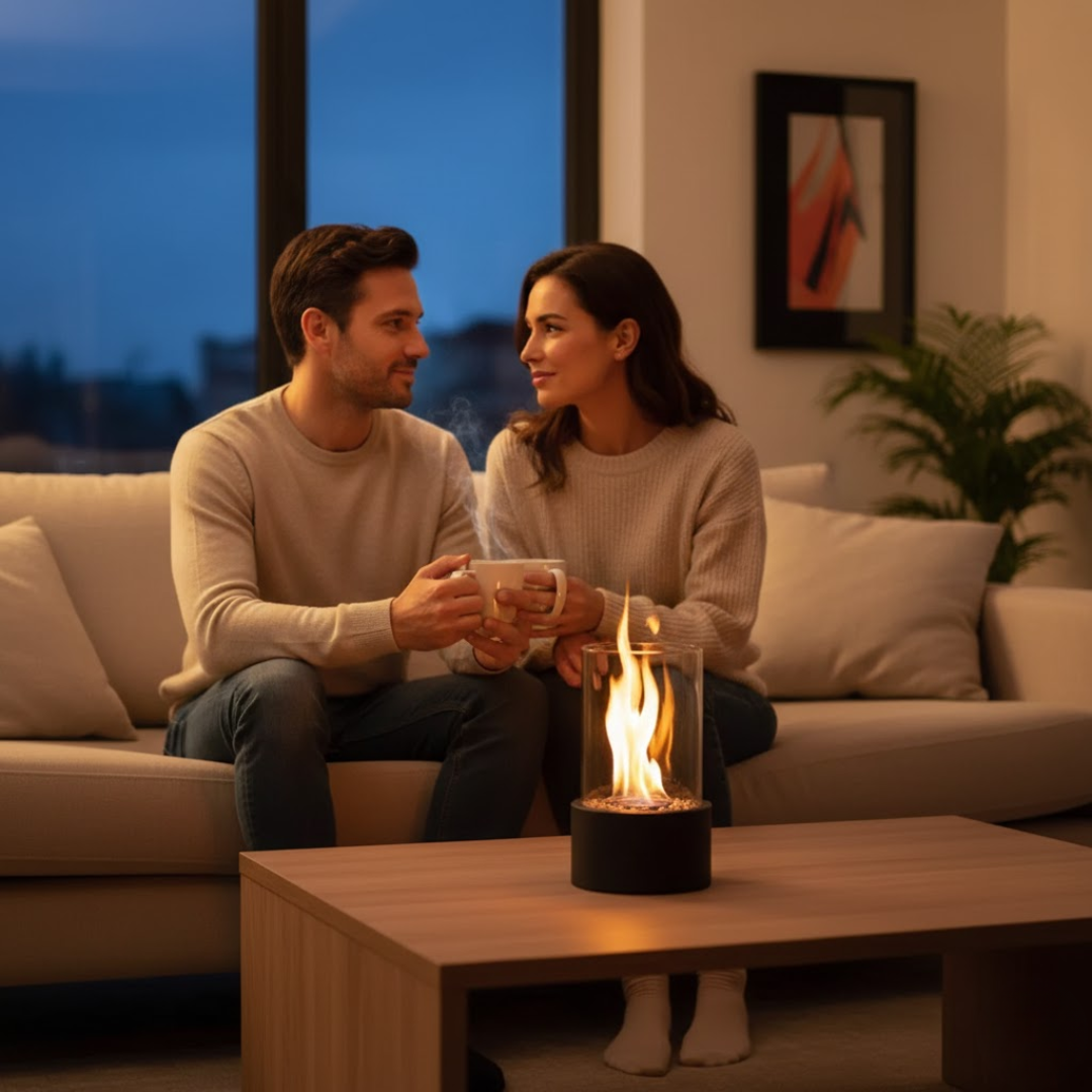 FlameAura | Bioethanol Table Fireplace – Smoke-Free Flame & Modern Design