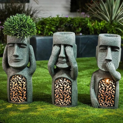 StoneGlow | Solar Garden Statue – Artistic Lighting with Cultural Charm