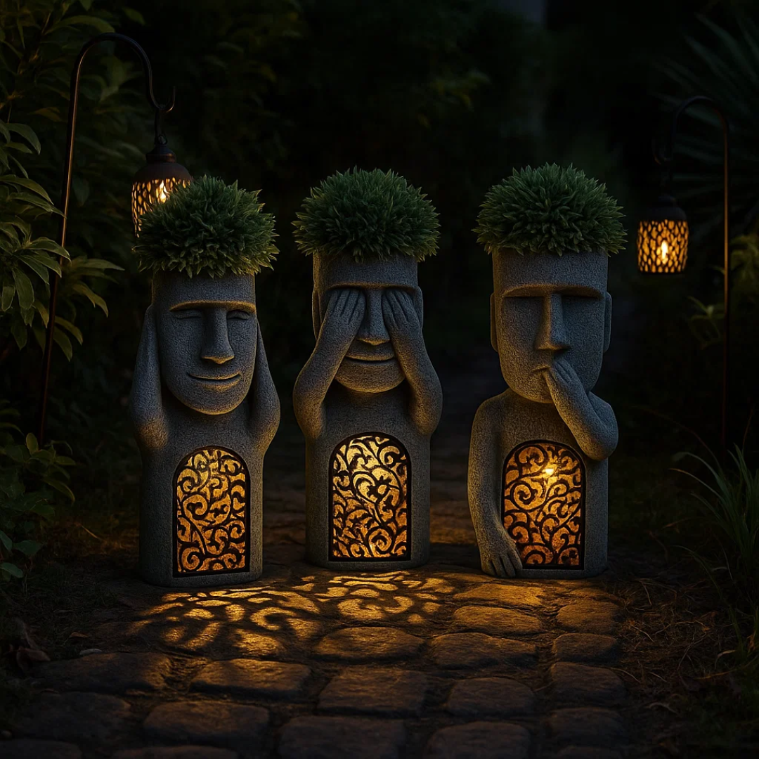 StoneGlow | Solar Garden Statue – Artistic Lighting with Cultural Charm