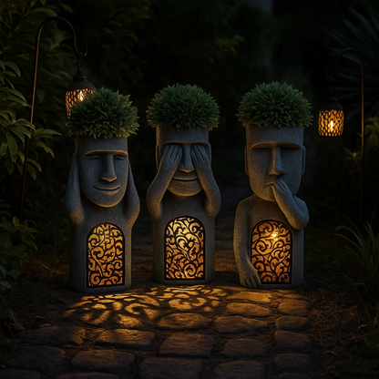 StoneGlow | Solar Garden Statue – Artistic Lighting with Cultural Charm