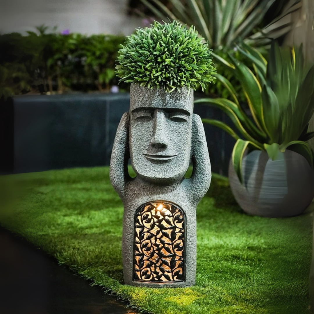 StoneGlow | Solar Garden Statue – Artistic Lighting with Cultural Charm