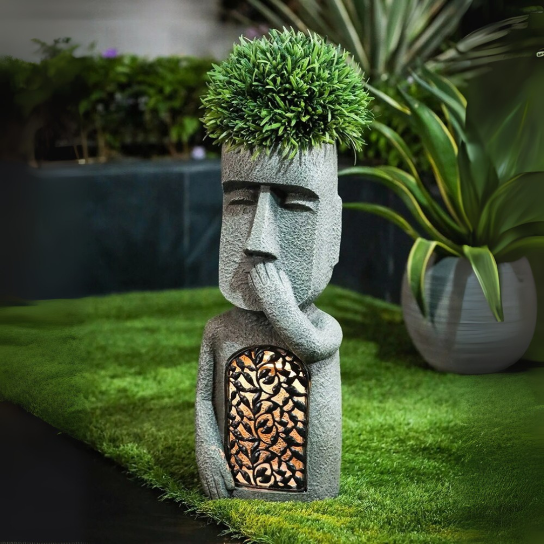 StoneGlow | Solar Garden Statue – Artistic Lighting with Cultural Charm