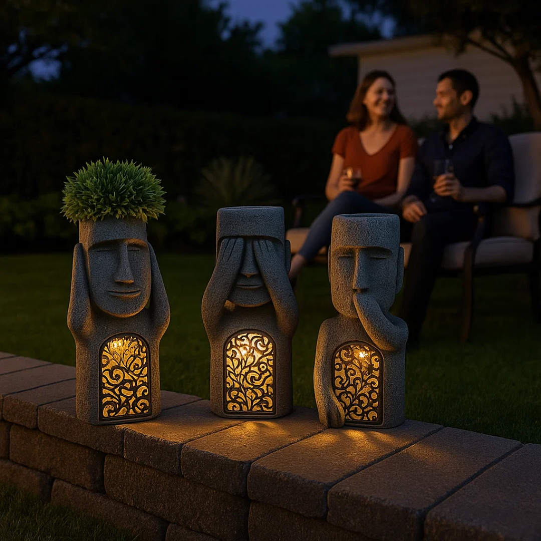 StoneGlow | Solar Garden Statue – Artistic Lighting with Cultural Charm
