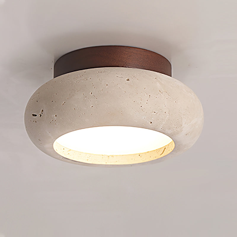 Cairns Modern Flush Mount Ceiling Light Fixture with Integrated LED and Travertine Design 0