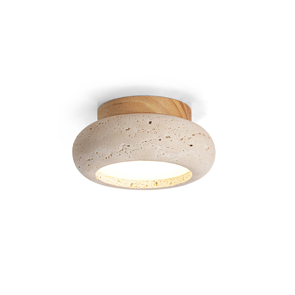 Cairns Modern Flush Mount Ceiling Light Fixture with Integrated LED and Travertine Design 1