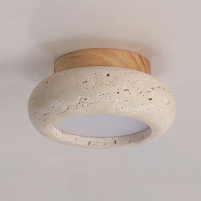 Cairns Modern Flush Mount Ceiling Light Fixture with Integrated LED and Travertine Design 2