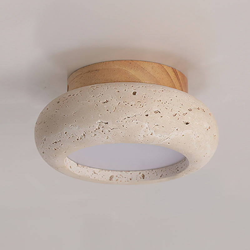 Cairns Modern Flush Mount Ceiling Light Fixture with Integrated LED and Travertine Design 2