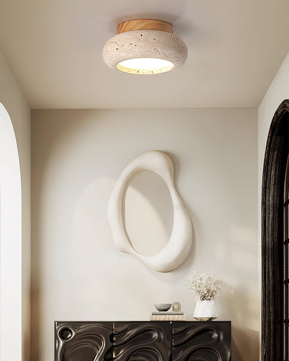 Cairns Modern Flush Mount Ceiling Light Fixture with Integrated LED and Travertine Design 5