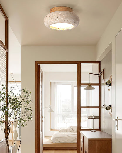 Cairns Modern Flush Mount Ceiling Light Fixture with Integrated LED and Travertine Design 6