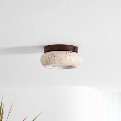 Cairns Modern Flush Mount Ceiling Light Fixture with Integrated LED and Travertine Design 7