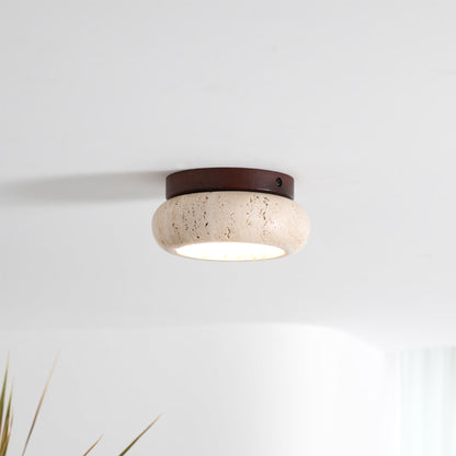 Cairns Modern Flush Mount Ceiling Light Fixture with Integrated LED and Travertine Design 8