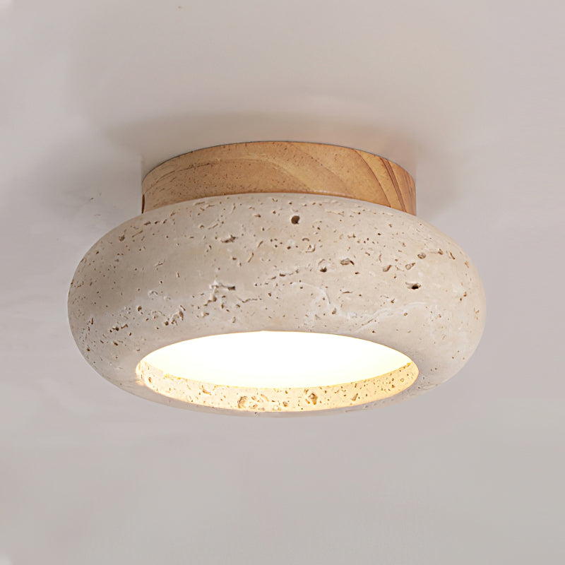 Cairns Modern Flush Mount Ceiling Light Fixture with Integrated LED and Travertine Design 9
