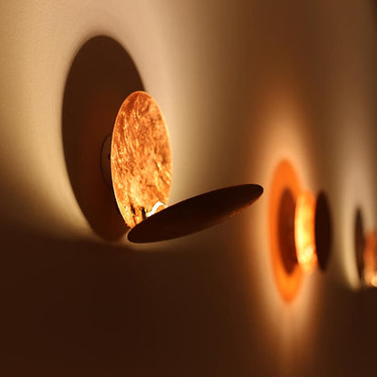 CelestAura | LED Wall Lamp – Golden Discs & Soothing Glow