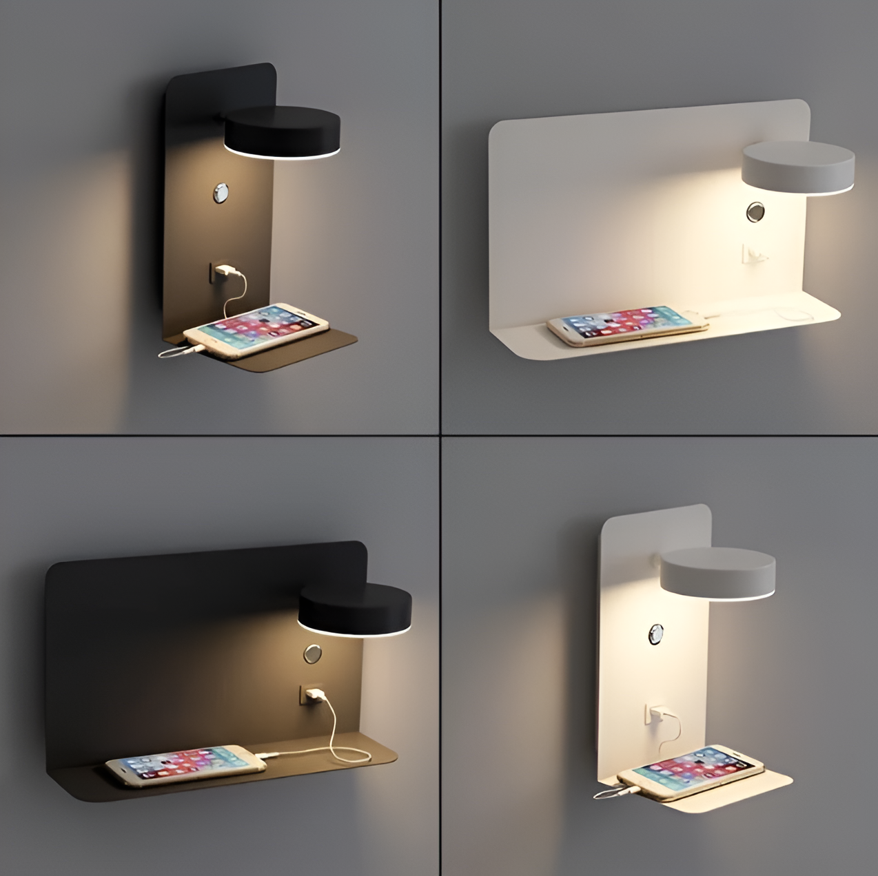 LumiSpace | Wall Lamp – Built-In Shelf & USB Charging