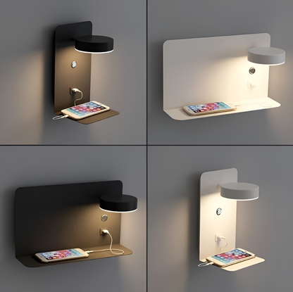 LumiSpace | Wall Lamp – Built-In Shelf & USB Charging